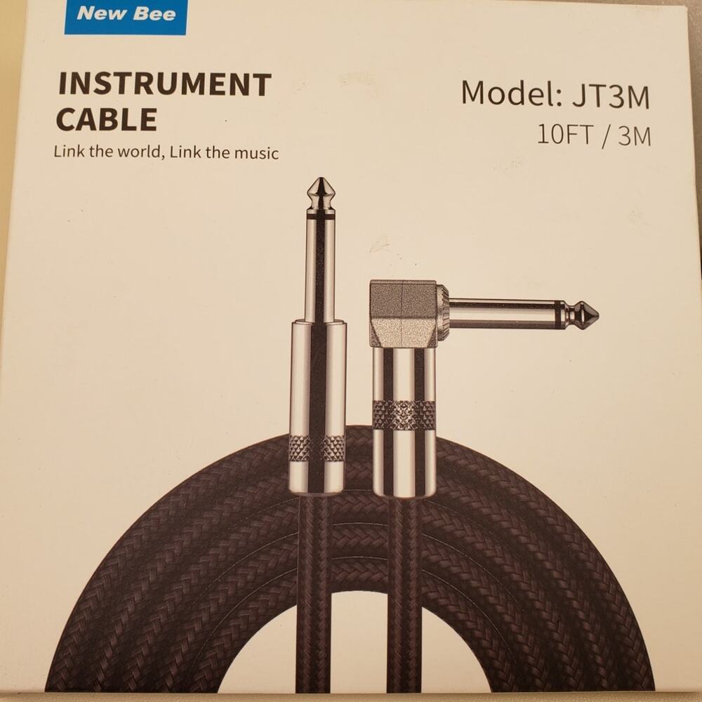 New Bee JT3M 10FT Instrument Cable with 1/4 Inch Connectors